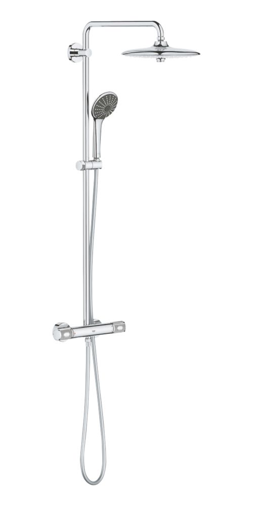 Image of Grohe Vitalio Joy 260 CoolTouch HP Rear-Fed Exposed Chrome Thermostatic Shower System 