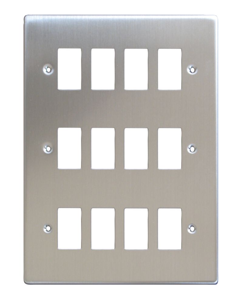 Image of Varilight PowerGrid 12-Module Grid Faceplate Brushed Steel 