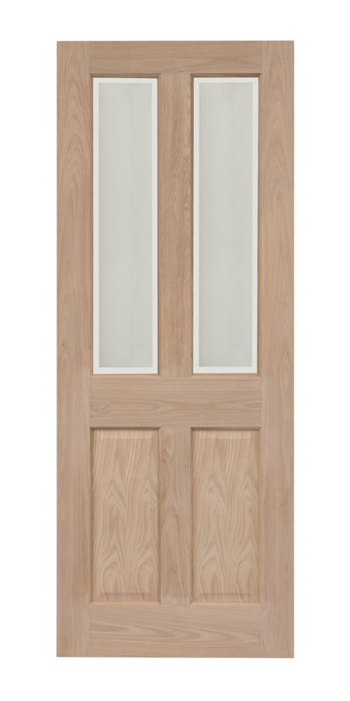 Image of Victorian 2-Clear Light Unfinished Oak Wooden 2-Panel Internal Door 1981mm x 762mm 