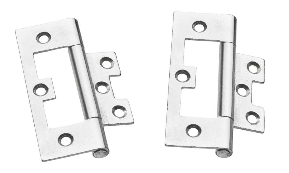 Image of Smith & Locke Polished Chrome Flush Hinges 100mm x 59.5mm 2 Pack 