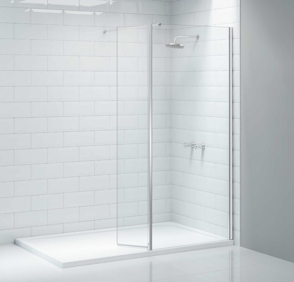 Image of Triton Neo Frameless Showerwall & Swivel Panel Chrome 900mm x 2015mm 