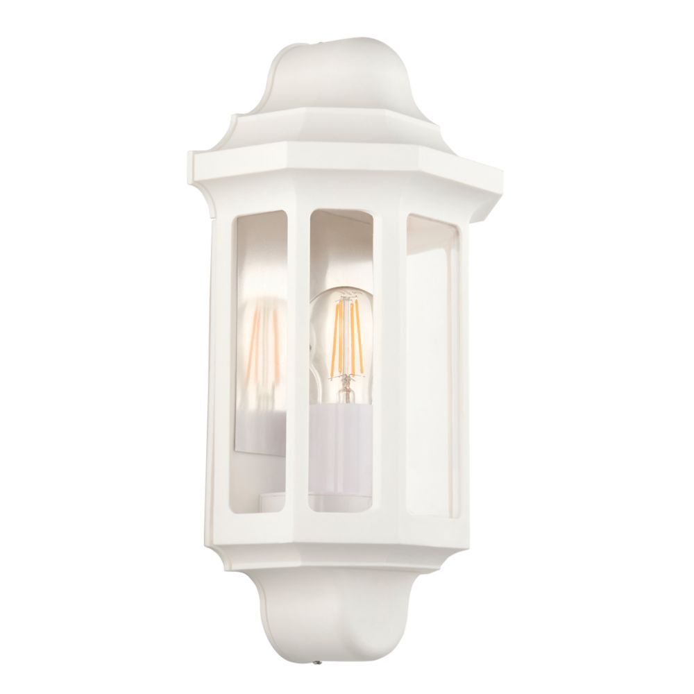 Image of LAP Outdoor Half Lantern Wall Light Matt White 