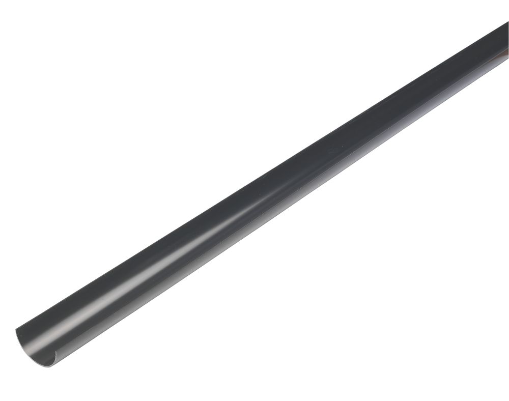 Image of FloPlast Mini Line Half Round Gutter Black 76mm x 2m 6 Pack 