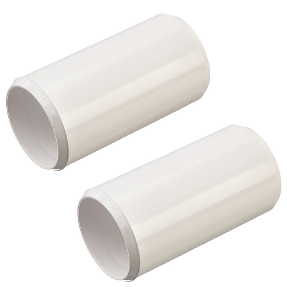 Image of Deta TTE Conduit Couplers 25mm White 2 Pack 