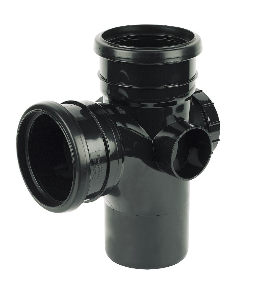 Image of FloPlast Push-Fit 2-Boss 92.5Â° Double Socket Access Branch Black 110mm 