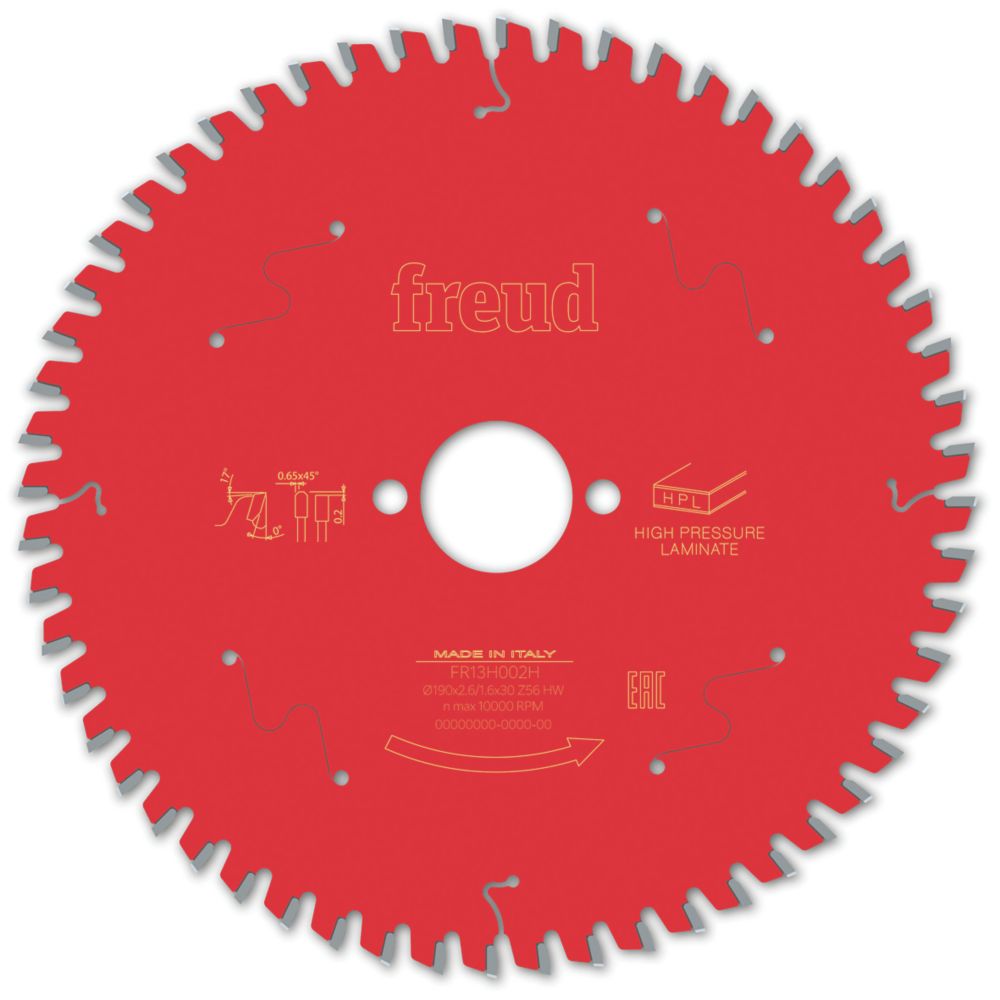 Image of Freud F03FS09868 High Pressure Laminate Circular Saw Blade 190mm x 30mm 56T 