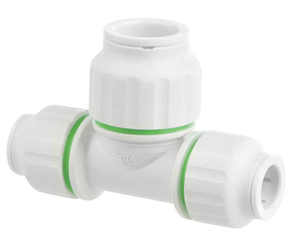 Image of Flomasta Twistloc SPT67664M Plastic Push-Fit Reducing Tee 15mm x 15mm x 22mm 