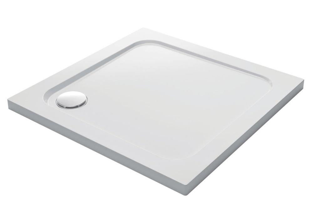 Image of Mira Flight Low Corner Waste Square Shower Tray White 800mm x 800mm x 40mm 