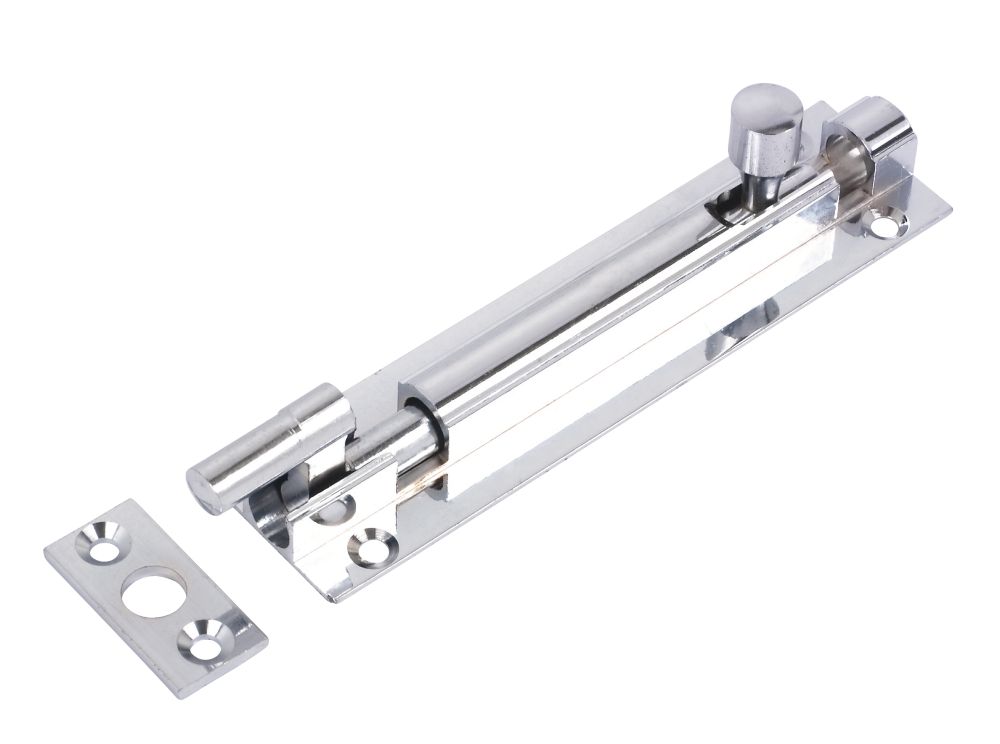 Image of Necked Door Bolt Polished Chrome 102mm 