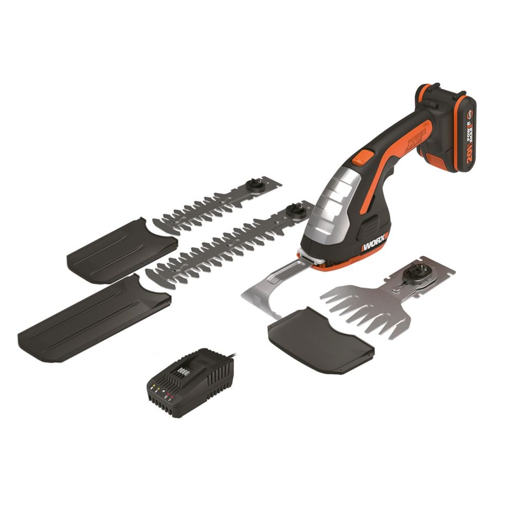 Image of Worx WG801E.5 20V 1 x 2.0Ah Lithium PowerShare Cordless Shrub & Grass Shear 