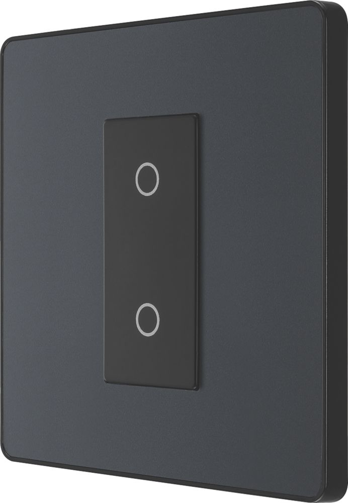 Image of British General Evolve 1-Gang 2-Way LED Single Master Trailing Edge Touch Dimmer Switch Grey with Black Inserts 