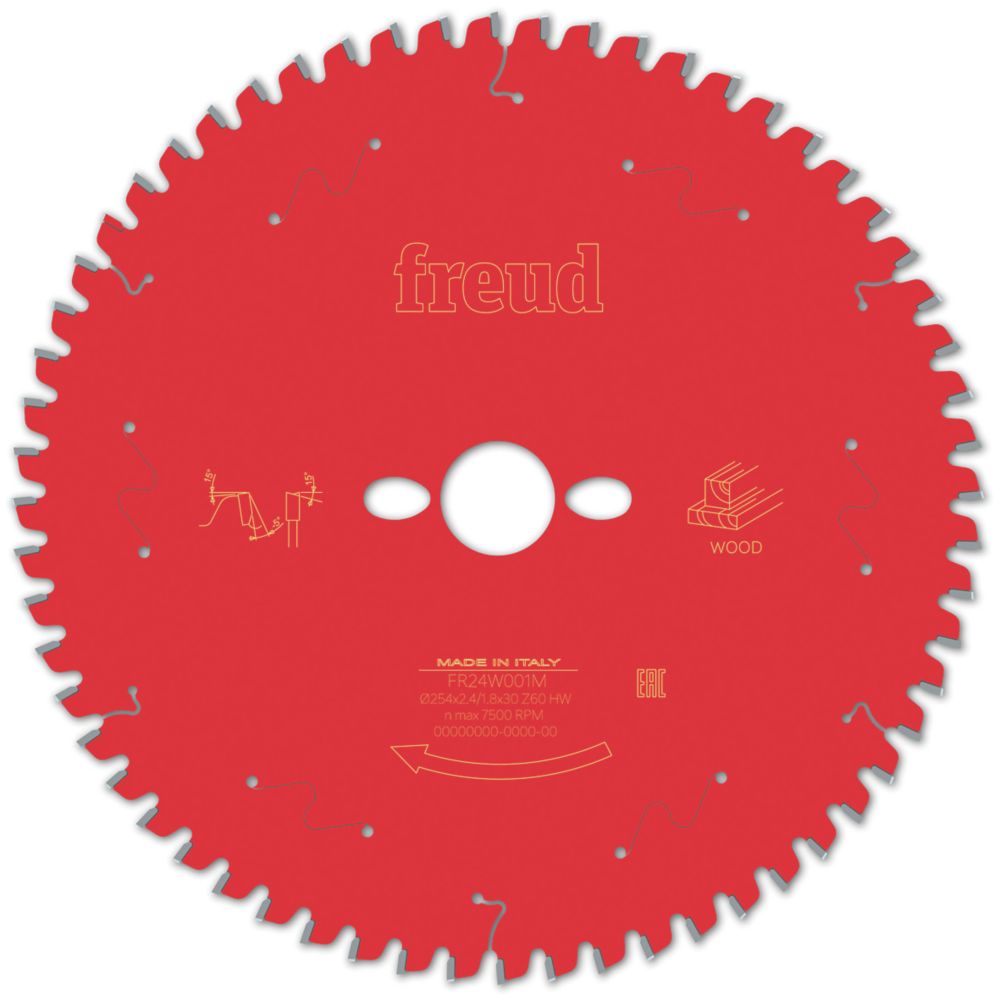 Image of Freud F03FS09755 Wood/Chipboard/MDF Circular Saw Blade 254mm x 30mm 60T 
