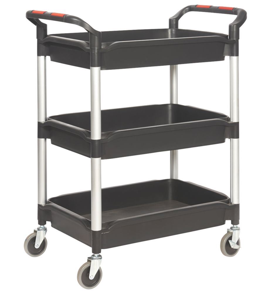Image of Proplaz Plus Black 3-Shelf Tub Trolley 