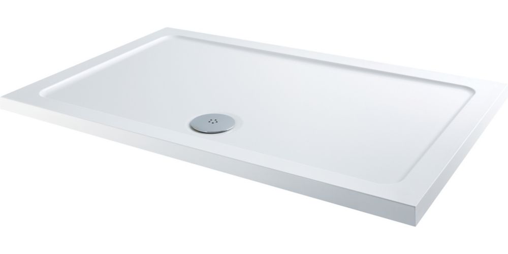 Image of Essentials Rectangular Shower Tray with Waste White 1100mm x 760mm x 40mm 