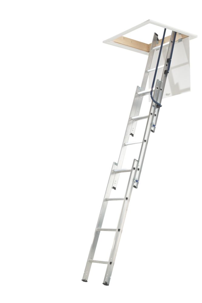 Image of Mac Allister Easy Store 3-Section Aluminium Loft Ladder 3m 