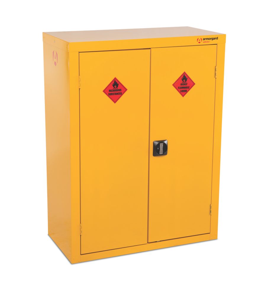 Image of Armorgard Safestor Hazardous Floor Cupboard Yellow 900mm x 465mm x 1200mm 