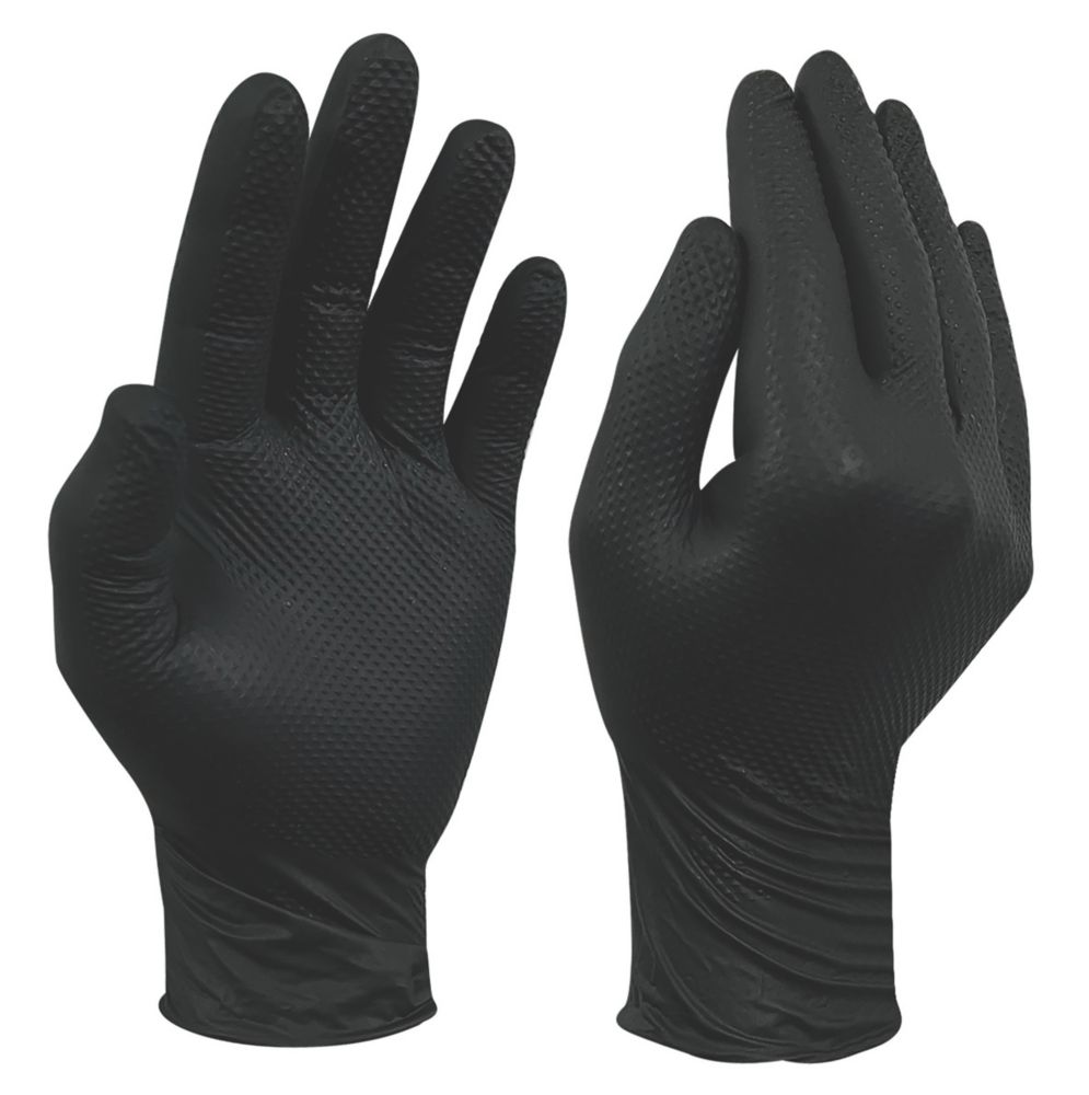 Image of Site SDG310 Nitrile Powder-Free Disposable Grip Gloves Black Large 50 Pack 