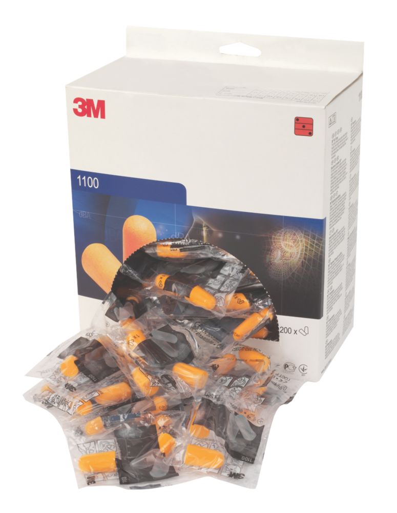 Image of 3M 1100 37dB Foam Ear Plugs 200 Pairs 