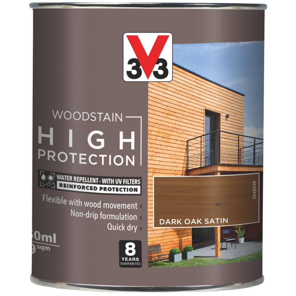 Image of V33 High-Protection Exterior Woodstain Satin Dark Oak 750ml 