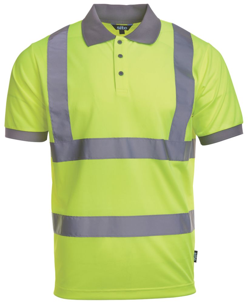 Image of Site Hi-Vis Polo Shirt Yellow Medium 42 1/2" Chest 