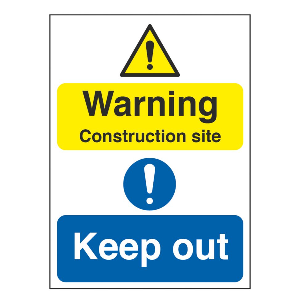 Image of "Warning Construction Site Keep Out" Signs 400mm x 300mm 50 Pack 