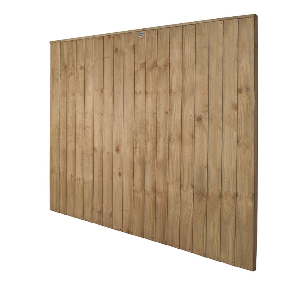 Image of Forest Vertical Board Closeboard Garden Fencing Panel Natural Timber 6' x 5' Pack of 4 