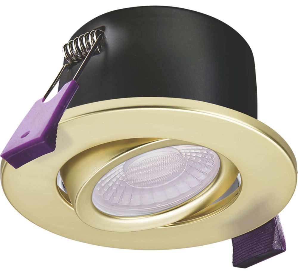 Image of Knightsbridge SpektroLED Tilt Fire Rated LED 4-CCT Downlight Brass 5 / 8W 870lm 