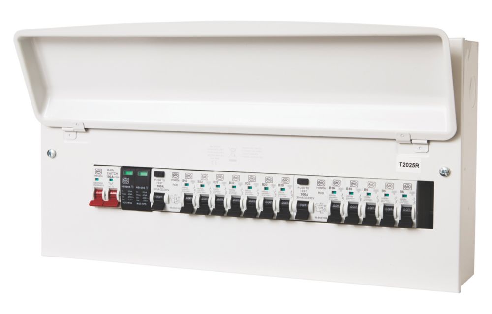 Image of MK Sentry 21-Module 12-Way Populated Dual RCD Consumer Unit with SPD 