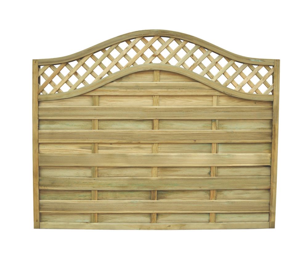 Image of Forest Prague Lattice Curved Top Fence Panels Natural Timber 6' x 5' Pack of 5 
