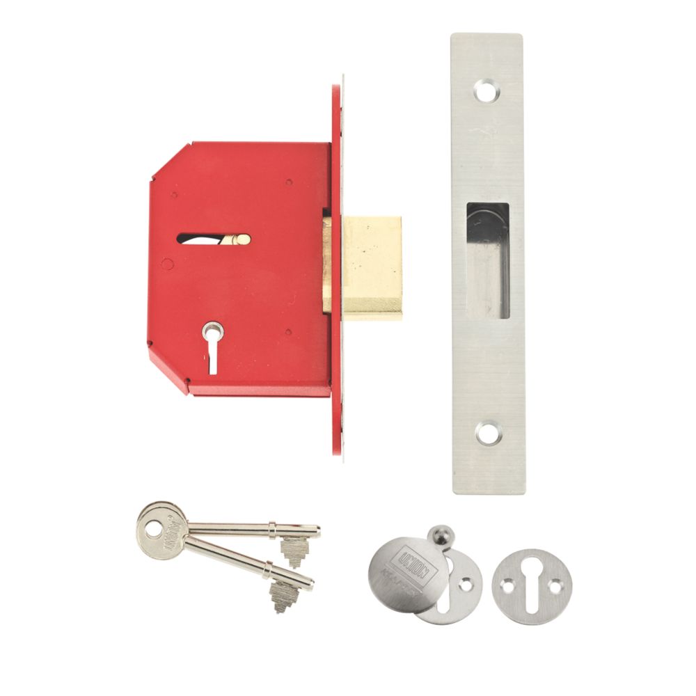 Image of Union Fire Rated 5 Lever Stainless Steel 5-Lever Mortice Deadlock 68mm Case - 45mm Backset 