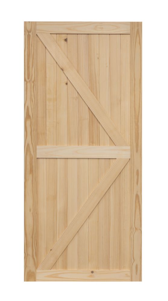 Image of Knotty Unfinished Pine Wooden Horizontal Pattern Internal Sliding Barn Door 2134mm x 970mm 