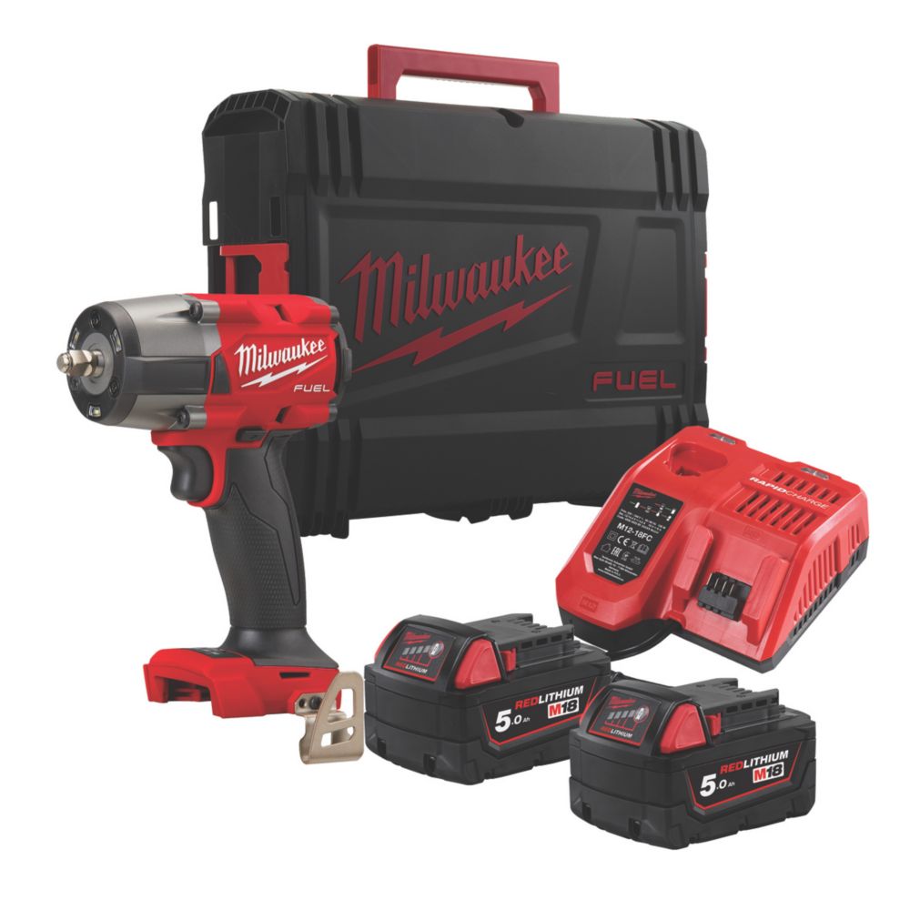 Image of Milwaukee M18 FMTIW2F38-502X 18V 2 x 5.0Ah Li-Ion RedLithium Brushless Cordless Impact Wrench 