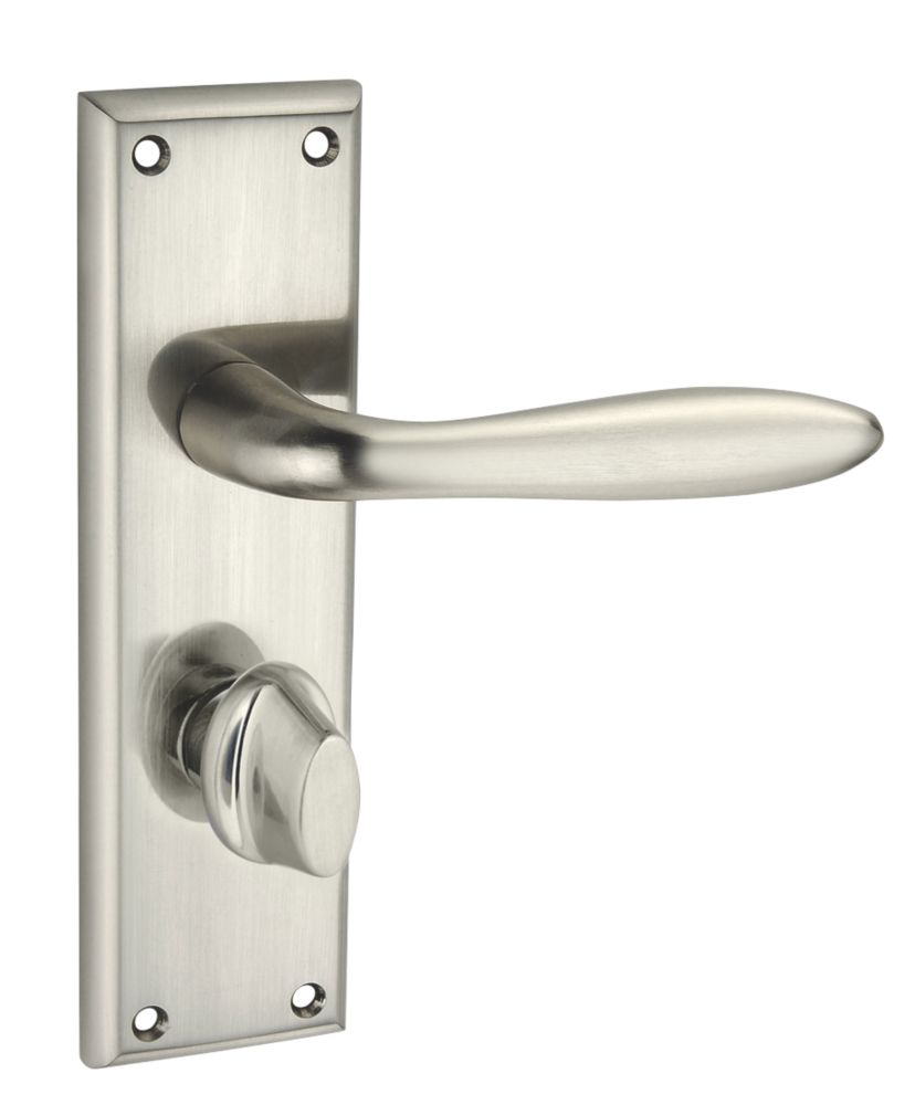 Image of Smith & Locke Blyth Fire Rated WC Door Handles Pair Brushed Nickel 