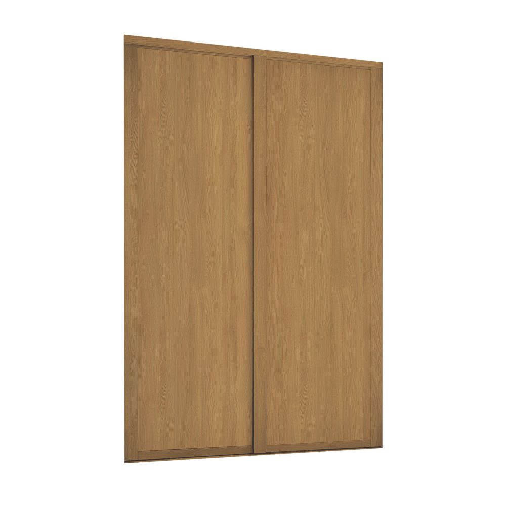 Image of Spacepro Shaker 2-Door Panel Sliding Wardrobe Doors Oak Frame Oak Panel 1753mm x 2260mm 