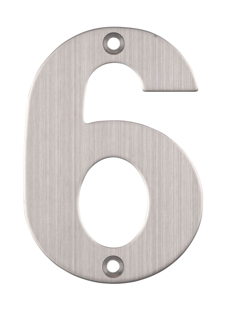 Image of Eclipse Door Numeral 6 Satin Stainless Steel 102mm 