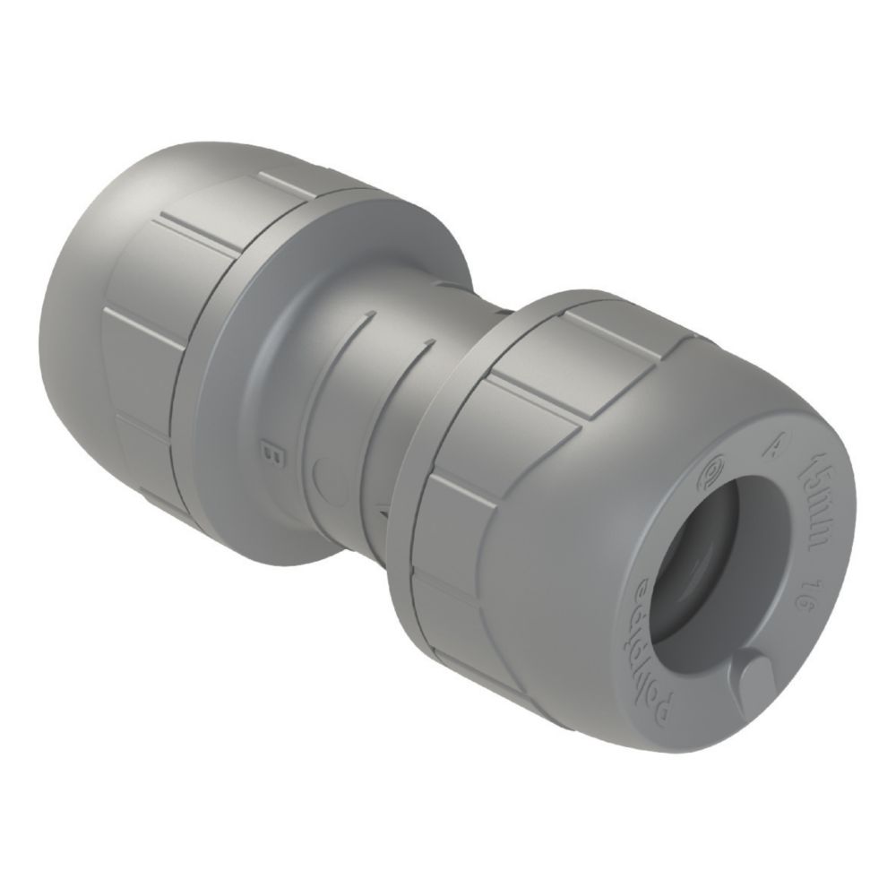 Image of PolyPlumb Plastic Push-Fit Equal Straight Coupler 15mm 10 Pack 