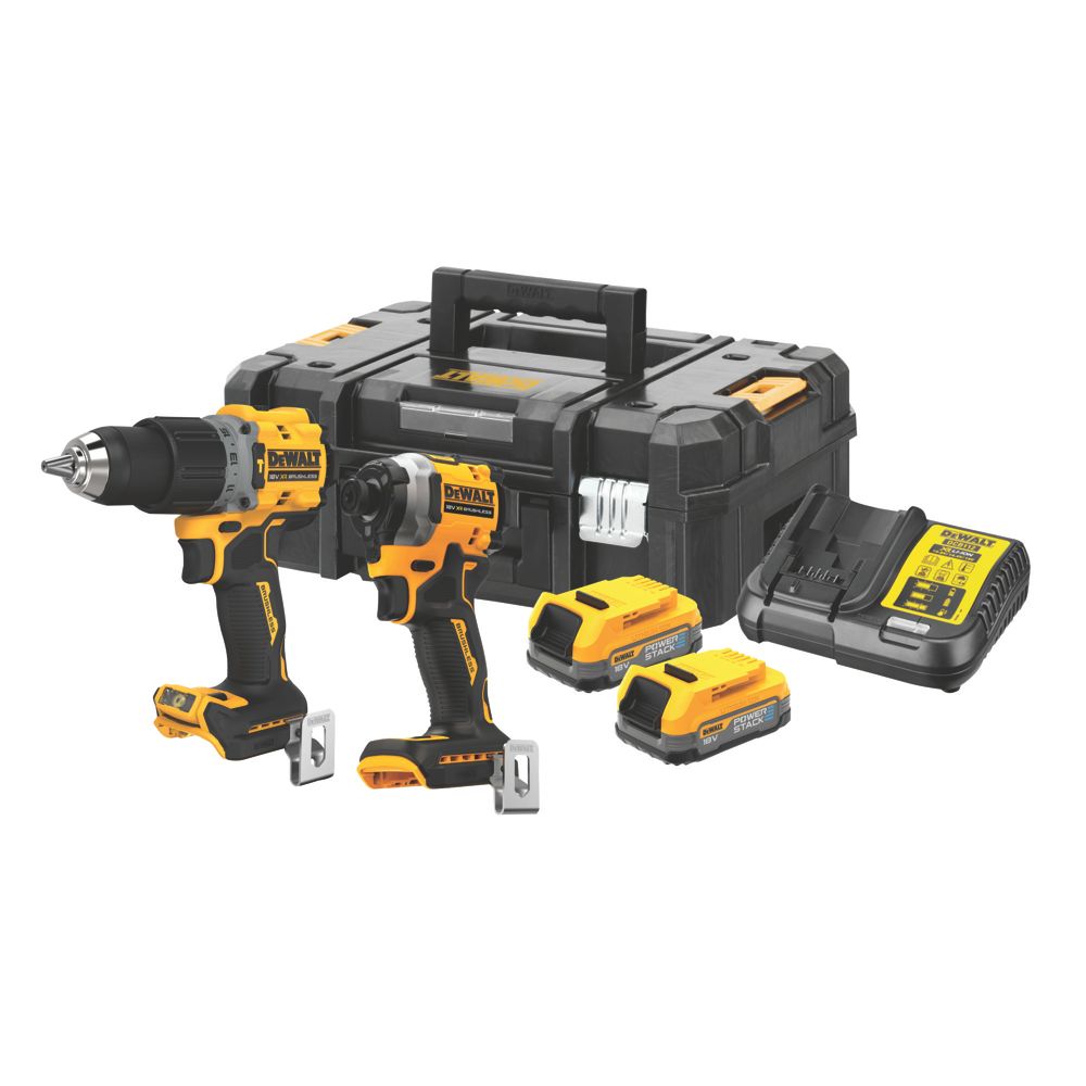 Image of DeWalt DCK2050E2T-GB 18V 2 x 1.7Ah Lithium PowerStack Brushless Cordless Twin Pack 