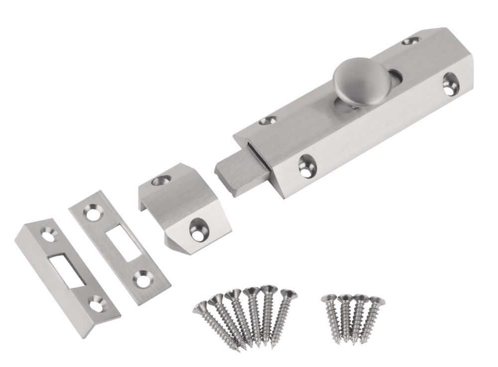 Image of Smith & Locke Heavy Duty Surface Bolt Satin Chrome 102mm 