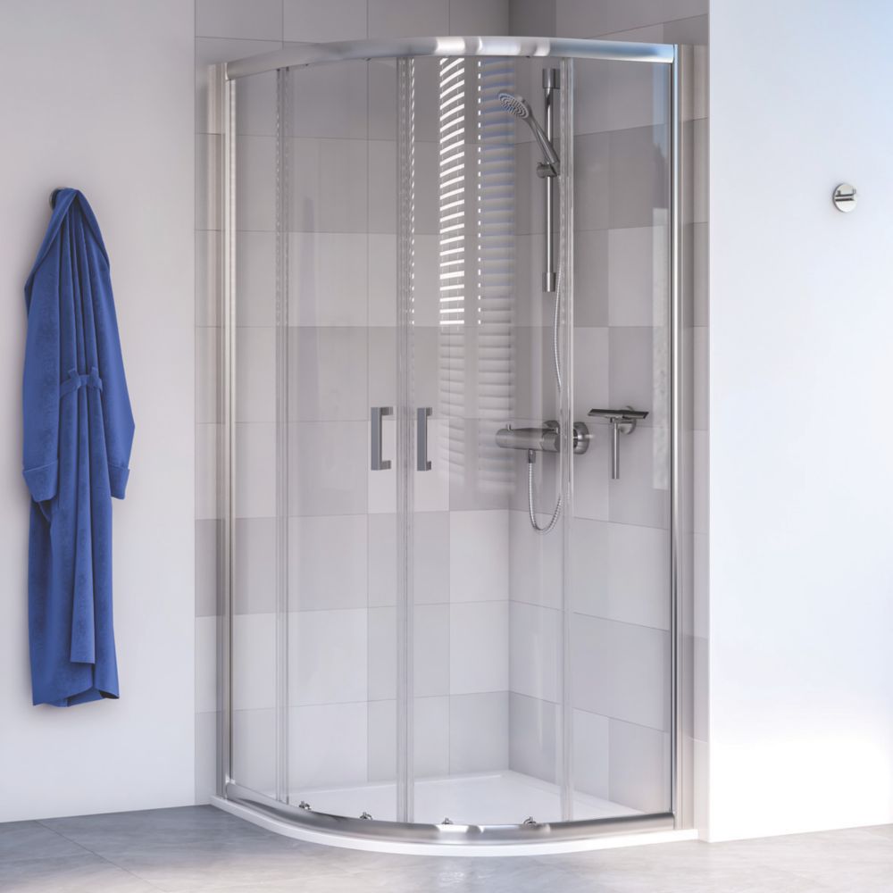 Image of Aqualux Edge 6 Semi-Frameless Quadrant Shower Enclosure LH/RH Polished Silver 800mm x 800mm x 1900mm 