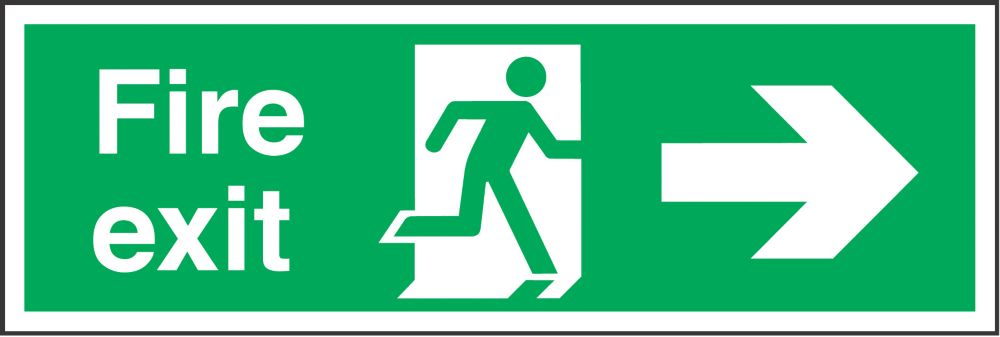 Image of Non Photoluminescent "Fire Exit" Right Arrow Sign 150mm x 450mm 