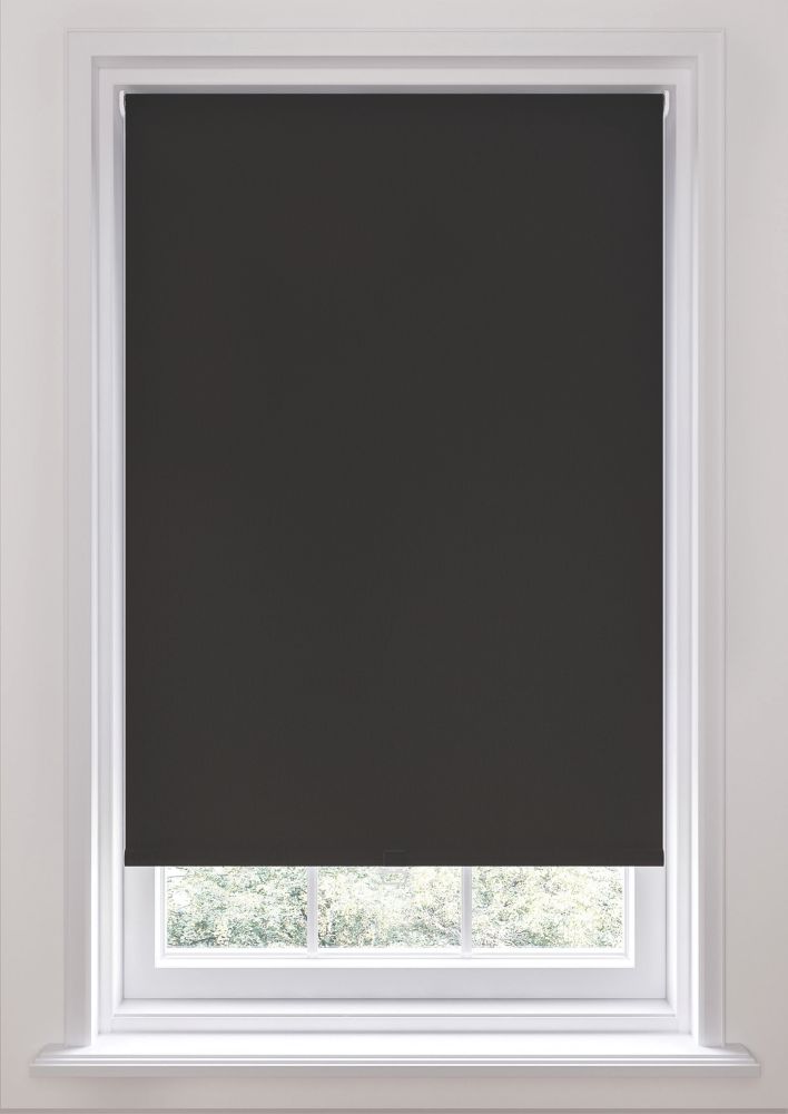 Image of Polyester Cordless Roller Blackout Blind Black 600mm x 1700mm Drop 