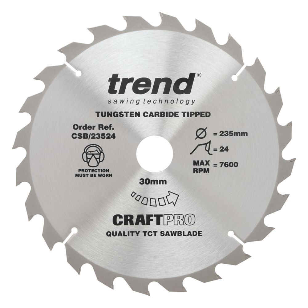 Image of Trend CraftPro CSB/23524 Wood Circular Saw Blade 235mm x 30mm 24T 