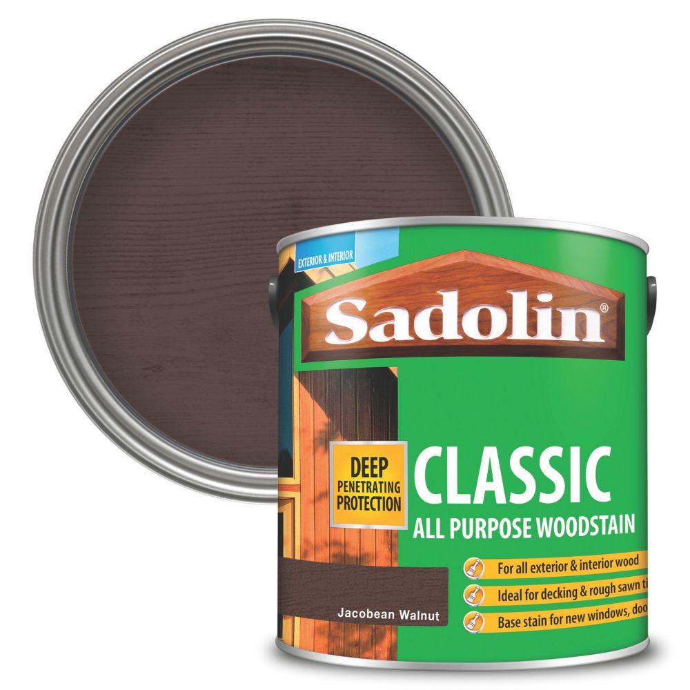 Image of Sadolin Classic Woodstain Matt Jacobean Walnut 2.5Ltr 