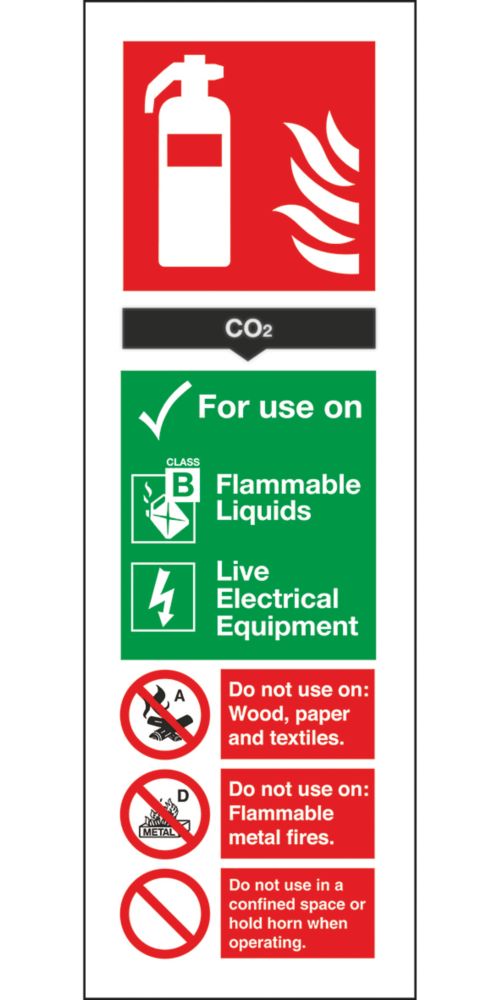 Image of Non Photoluminescent COÂ² Extinguisher ID Signs 300mm x 100mm 100 Pack 