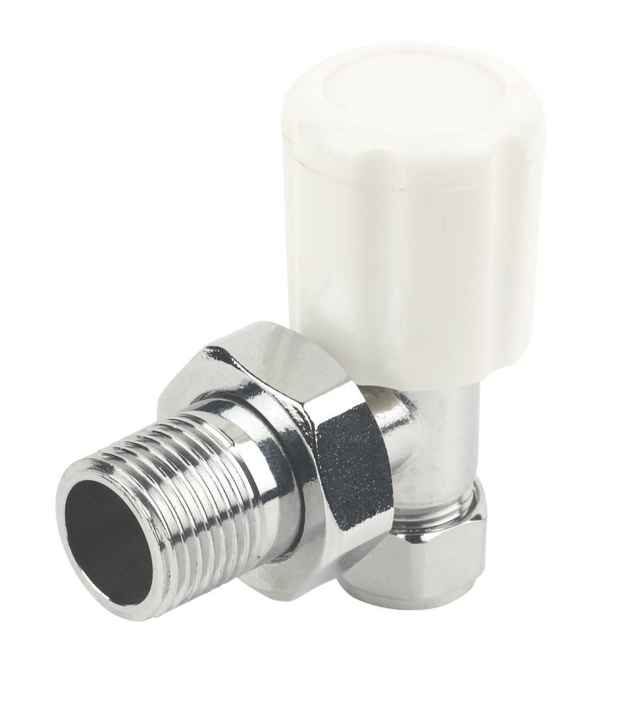 Image of White Angled Manual Radiator Valve 10mm x 1/2" 