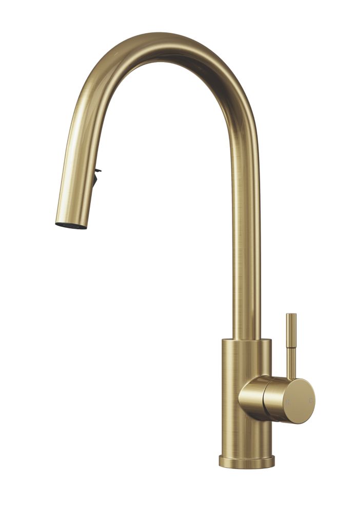 Image of ETAL Velia Concealed Pull-Out Kitchen Mixer Tap Brushed Brass 