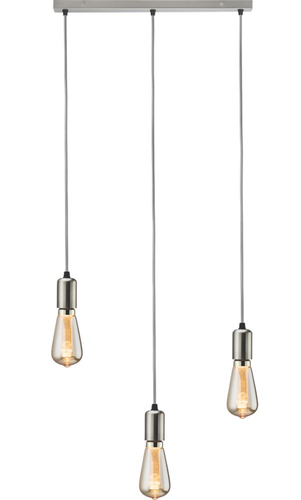 Image of Knightsbridge Contemporary Style 3-Light Bar Pendant Brushed Chrome 