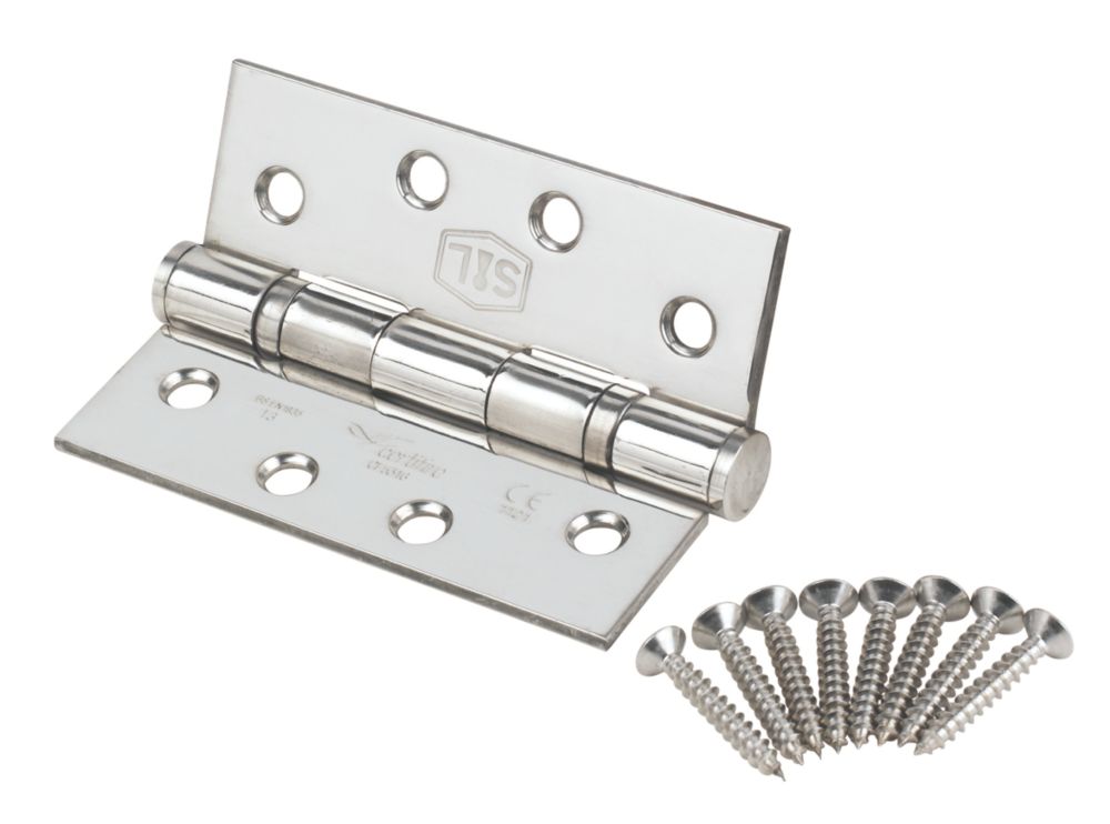 Image of Smith & Locke Polished Chrome Grade 13 Fire Rated Square Ball Bearing Hinges 102mm x 76mm 2 Pack 