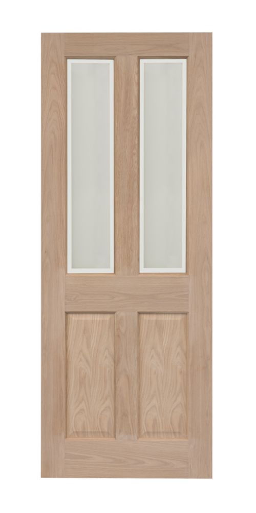 Image of Victorian 2-Clear Light Unfinished Oak Wooden 2-Panel Internal Door 1981mm x 838mm 