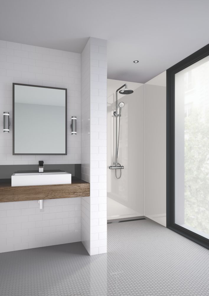 Image of Splashwall Bathroom Splashback Gloss Ivory 600mm x 2420mm x 4mm 
